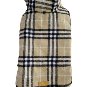 Reversible plaid flannel/quilted tan doggie coat
